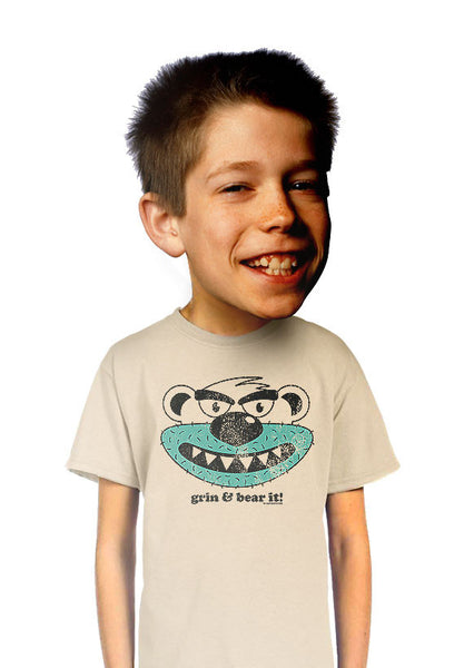 grin and bear it kids t-shirt