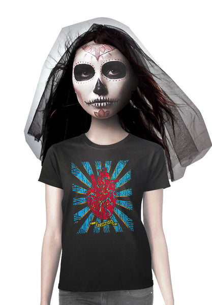 day of the dead heart el corazon womens t-shirt