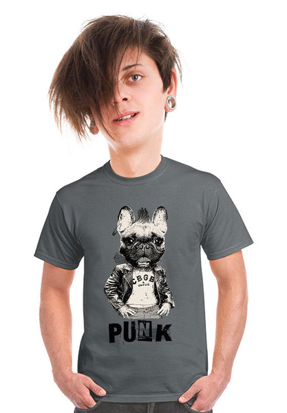 Punk rock french bulldog t-shirt