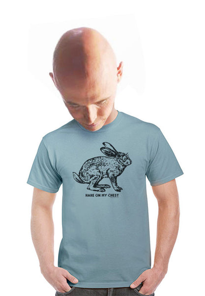 hare on my chest rabbit t-shirt