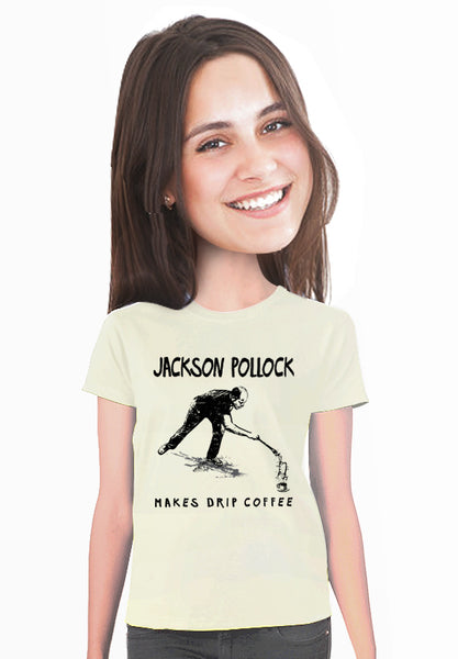 jackson pollock makes drip coffee t-shirt