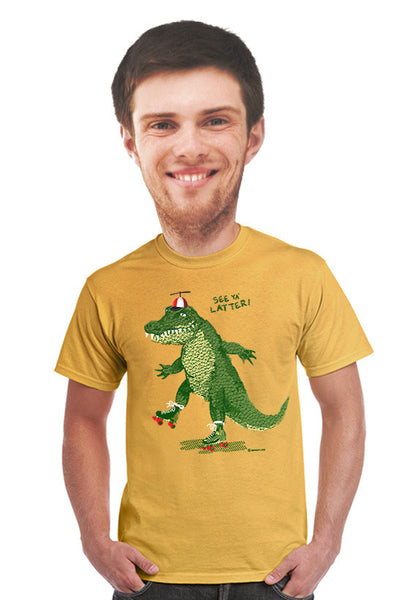 roller skating alligator t-shirt